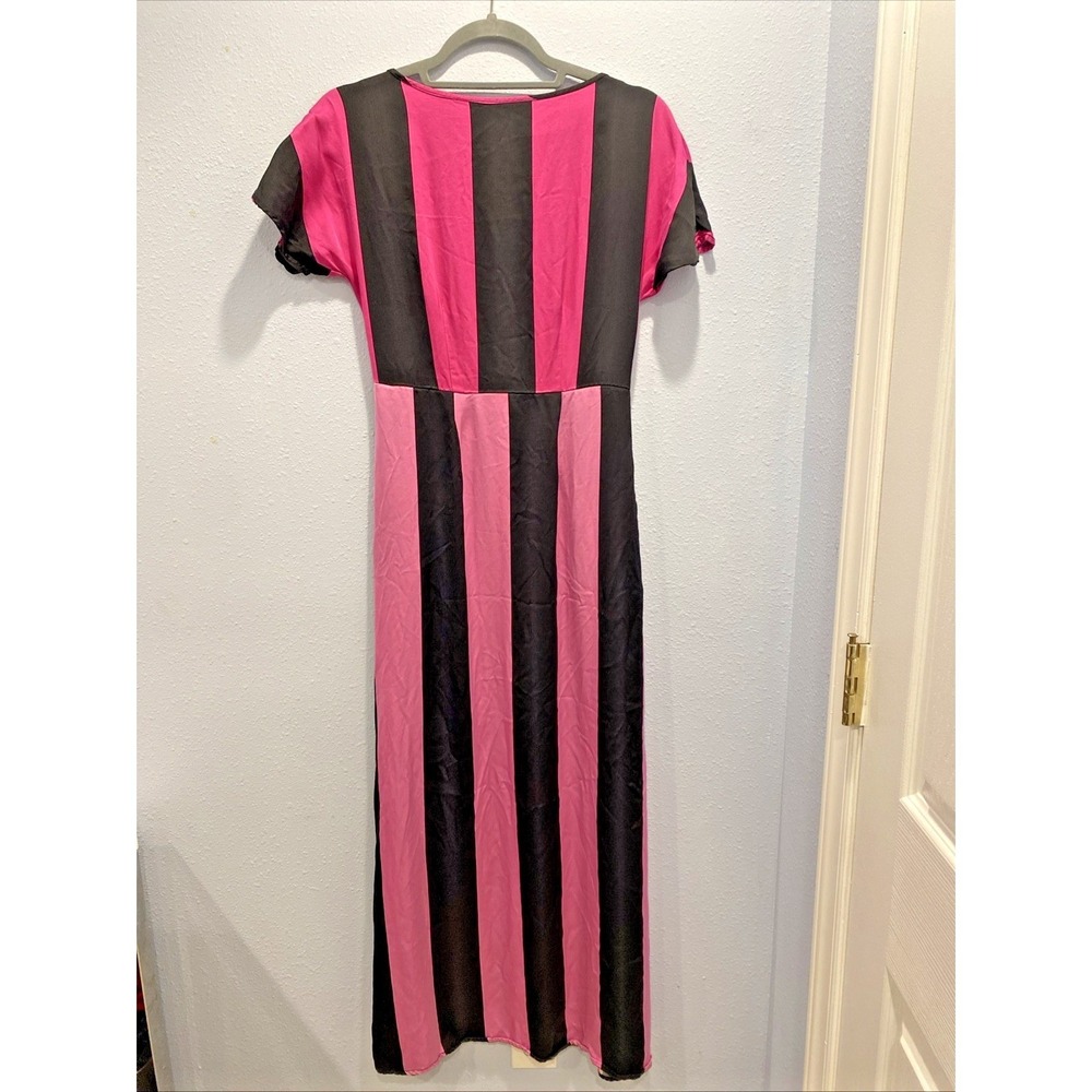 Christopher John Rogers Target Pink Black Striped Maxi Dress Pockets Size 0